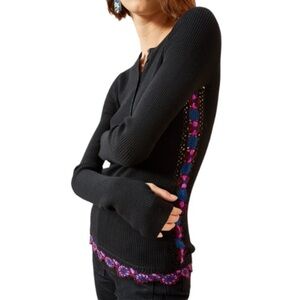 Ulla Johnson Juniper Sweater NWT Jumper Merino Wool Ribbed Crochet Detailing
